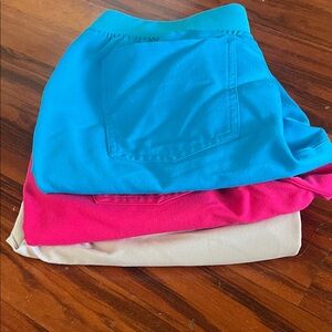 Figs Track Pants Trio - Teal, Hot Pink, Cream